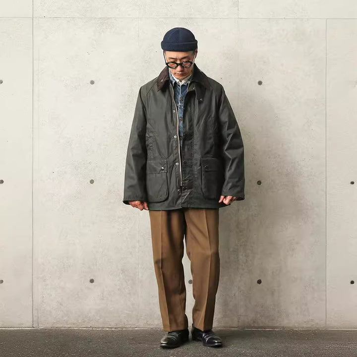 Men Olive Green Casual Jacket – Plaid Lined Trench Coat | Spring &amp; Autumn Outerwear
