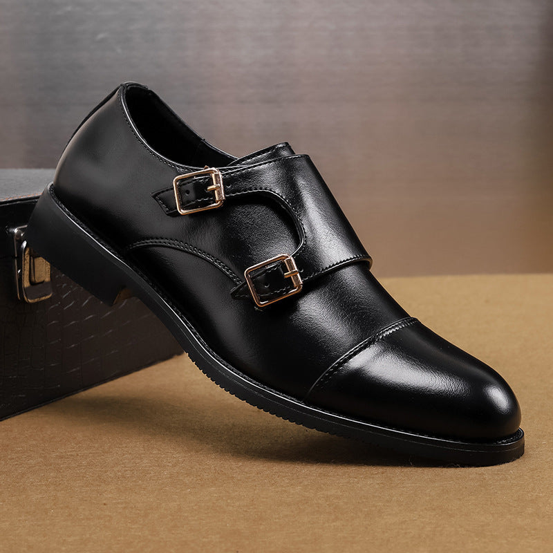 Men’s Slip-On Pointed Loafers – Stylish Buckle Casual Leather Shoes