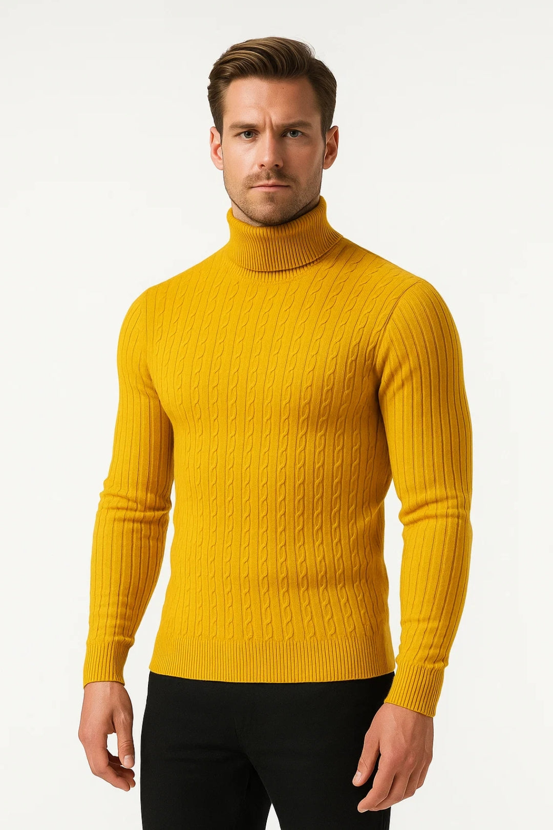 Men Ribbed Turtleneck sweater Cold Weathers