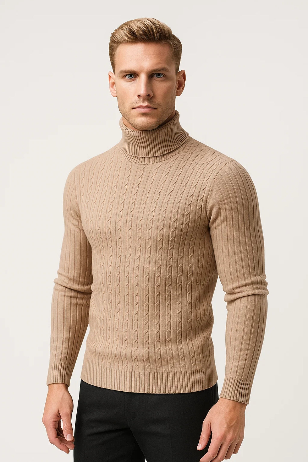 Men Ribbed Turtleneck sweater Cold Weathers