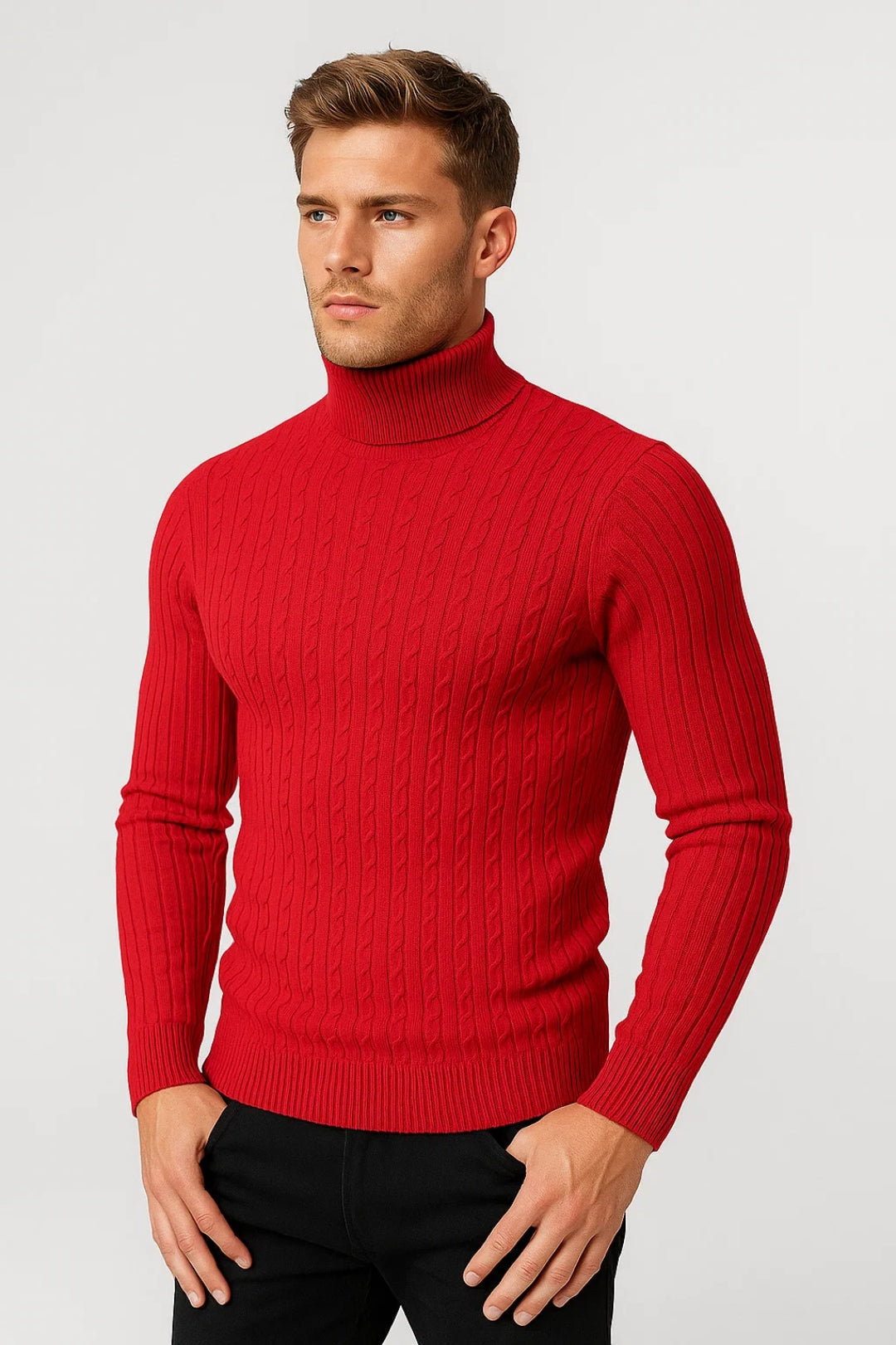 Men Ribbed Turtleneck sweater Cold Weathers