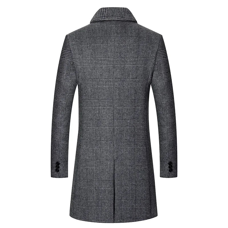 Men’s Cashmere Wool Blend Long Winter Trench Coat – Refined Warmth &amp; Timeless Elegance