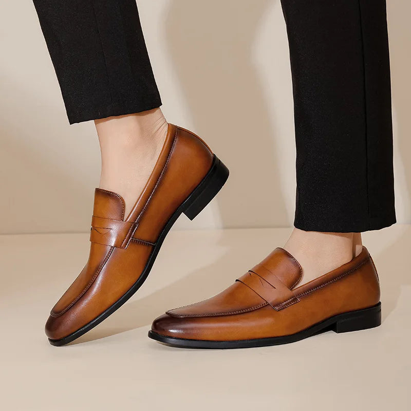 Men’s Penny Loafers Formal Business Dress Shoes Slip On Office Footwear