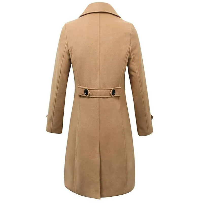 English Style Men Wool Long Overcoat – Refined Warmth for Autumn &amp; Winter