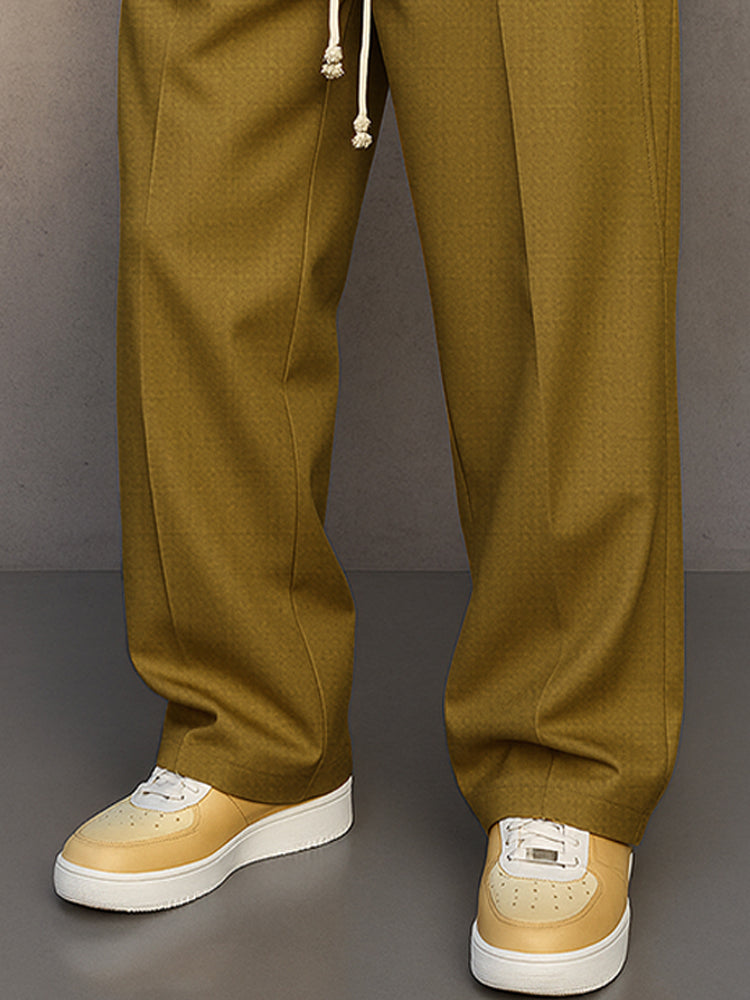 Men’s Drawstring Trousers Relaxed Fit Wide Leg Casual Pants