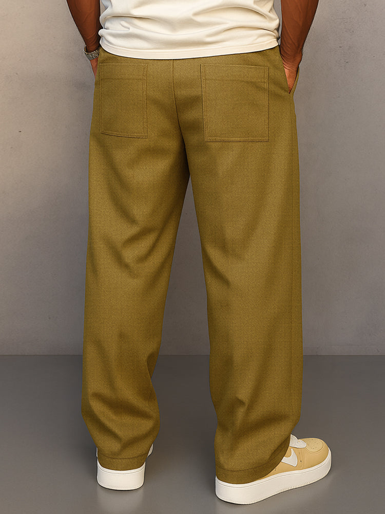 Men’s Drawstring Trousers Relaxed Fit Wide Leg Casual Pants
