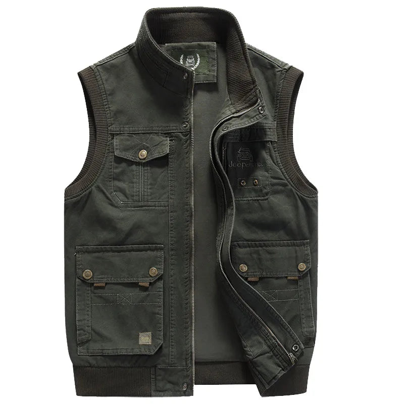 Men’s Vintage Multi-Pocket Vest – Sleeveless Utility Jacket | Classic Outdoor Style