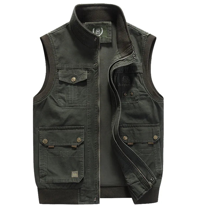 Men’s Vintage Multi-Pocket Vest – Sleeveless Utility Jacket | Classic Outdoor Style