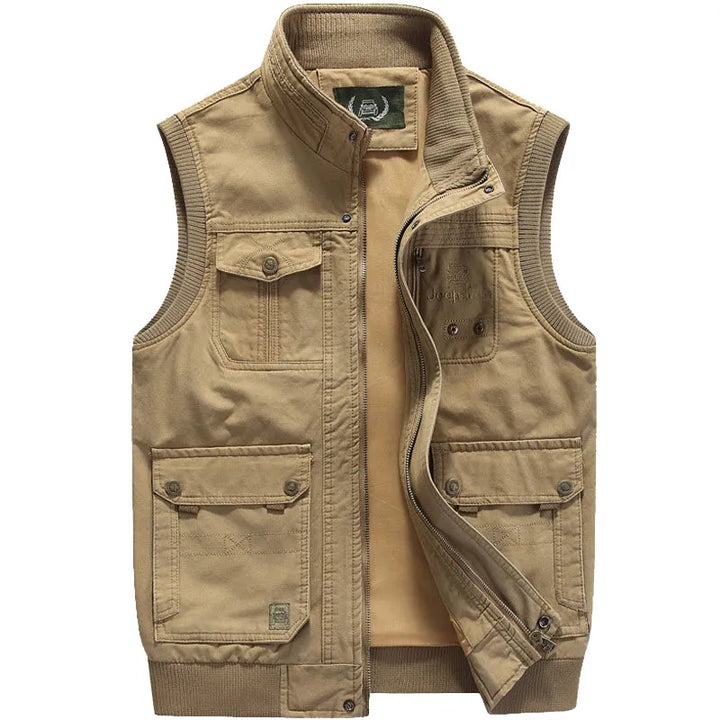Men’s Vintage Multi-Pocket Vest – Sleeveless Utility Jacket | Classic Outdoor Style