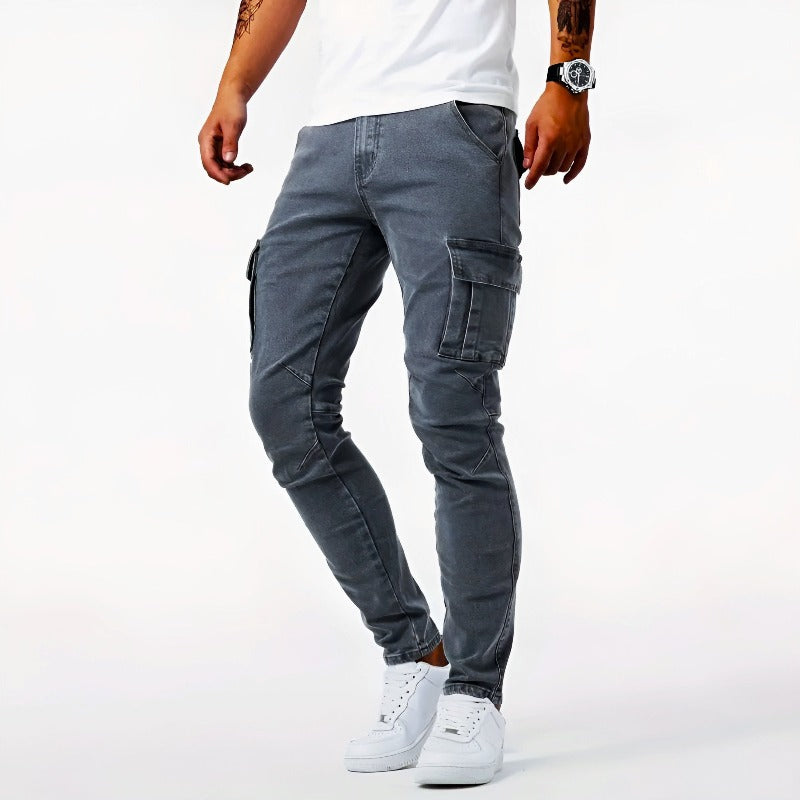 Vegas Tapered Jeans – Men’s Slim Fit Cargo Casual Denim Pants