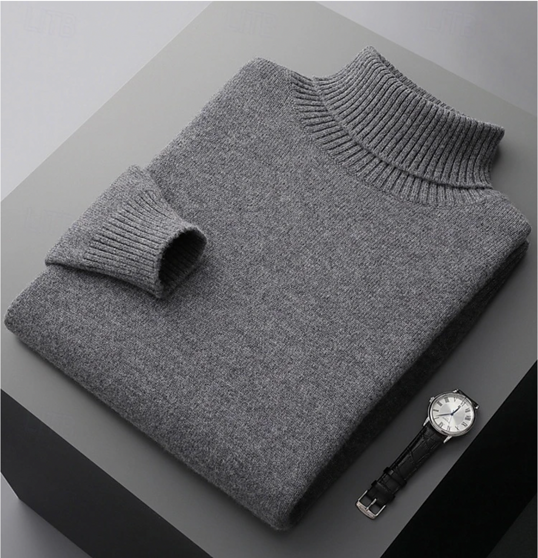 Men’s Merino Wool Turtleneck – Classic Warm Sweater for Casual and Formal Wear