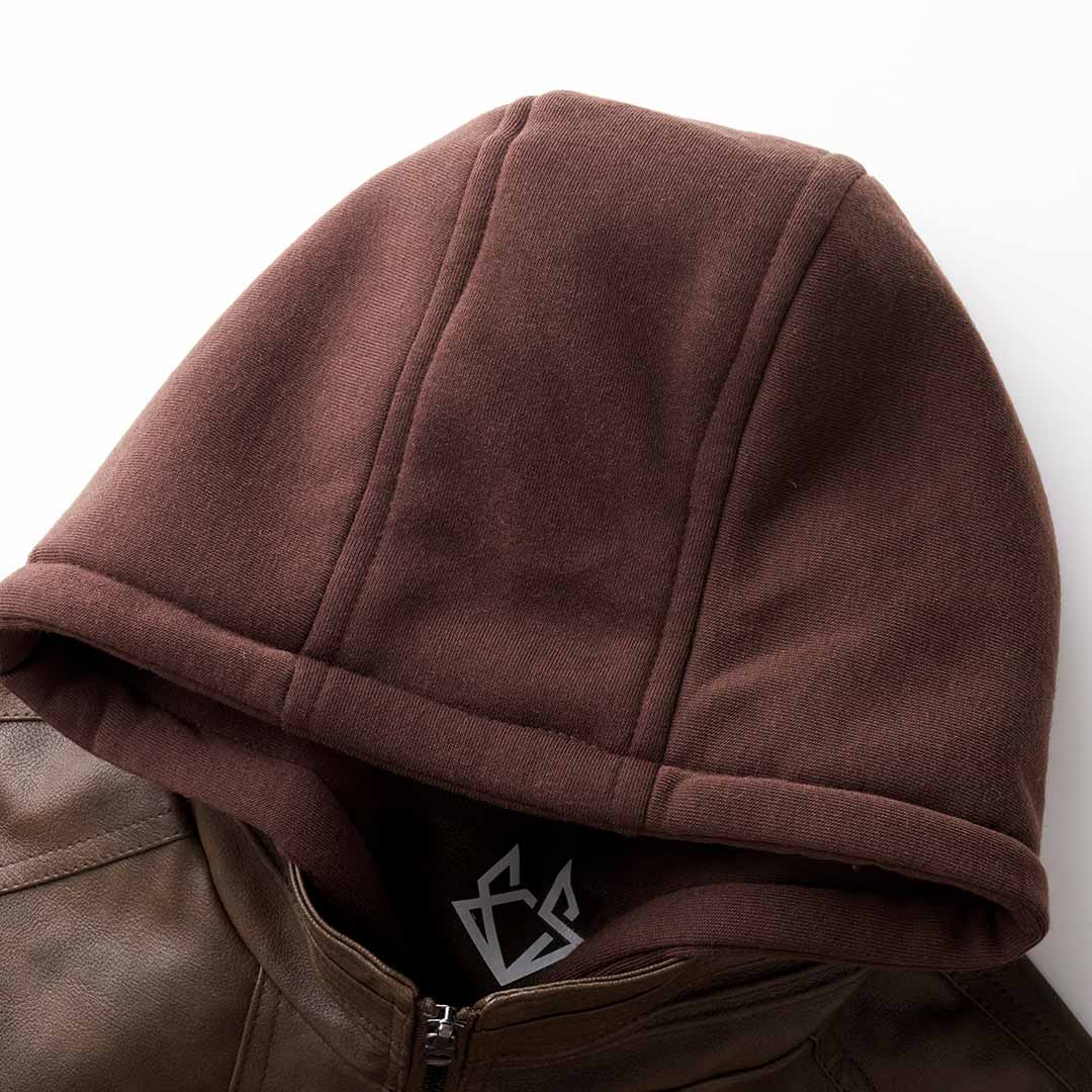 Men’s Hooded Biker Jacket Casual Zip Up Motorcycle Coat