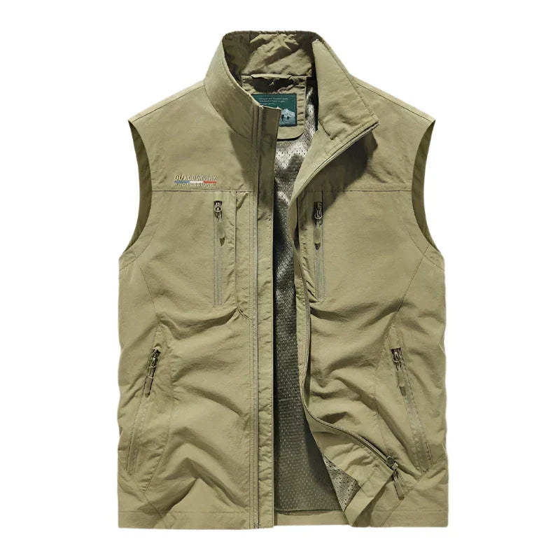 Men’s Outdoor Vest Hiking Travel Utility Zipper Pocket Vest