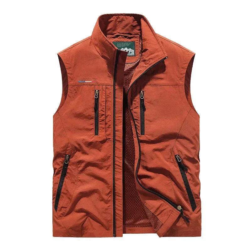 Men’s Outdoor Vest Hiking Travel Utility Zipper Pocket Vest