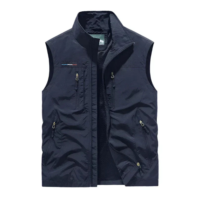 Men’s Outdoor Vest Hiking Travel Utility Zipper Pocket Vest