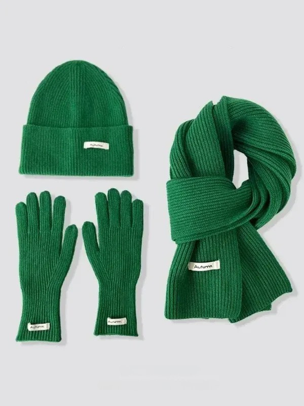 Martina Three-Piece Set | Knitted Scarf, Hat &amp; Gloves, Solid Color Winter Set