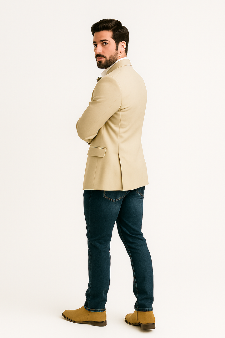 Light Tan Western Men Blazer - Sand Color