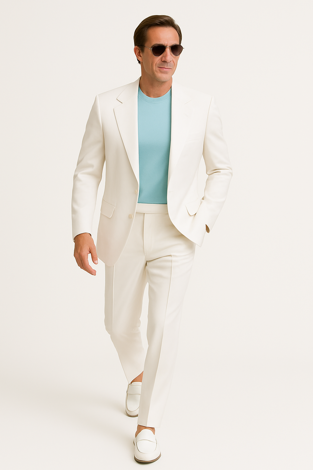 Men’s Don Johnson Miami Vice White Suit – Classic 2-Piece 80s Costume Suit