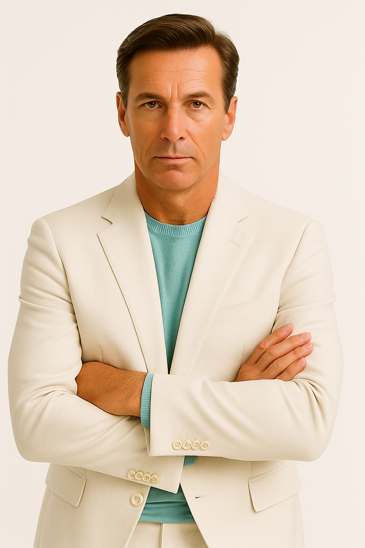 Men’s Don Johnson Miami Vice White Suit – Classic 2-Piece 80s Costume Suit