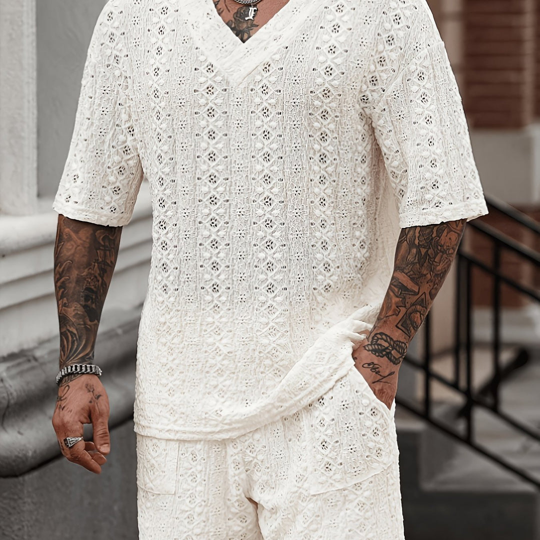 Men’s Resort Shirt and Shorts Set Relaxed Fit Two Piece Summer Outfit