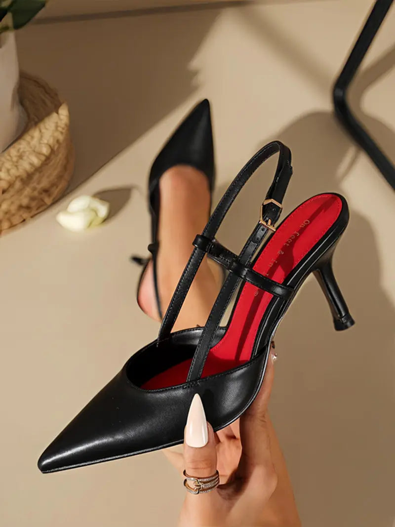 Women’s Slingback Heels Pointed Toe Elegant Dress Shoes Evening Footwear