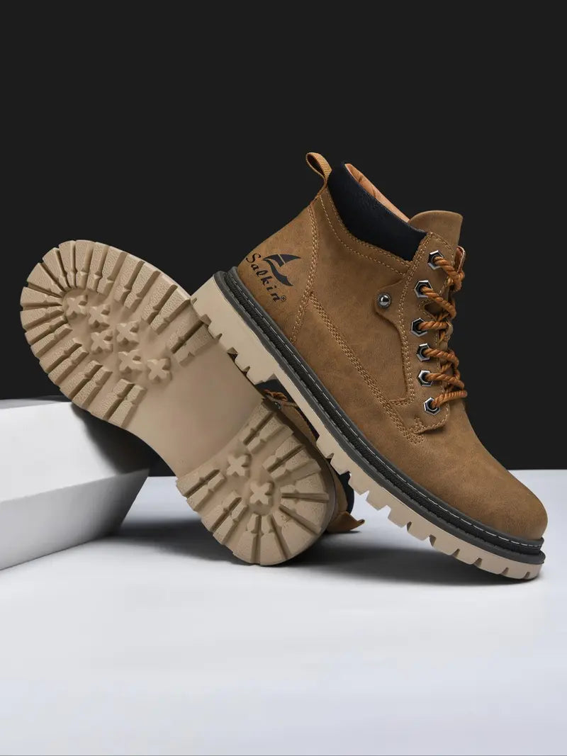 Men’s Lace Up Work Boots Casual Outdoor Ankle Shoes Comfortable Grip