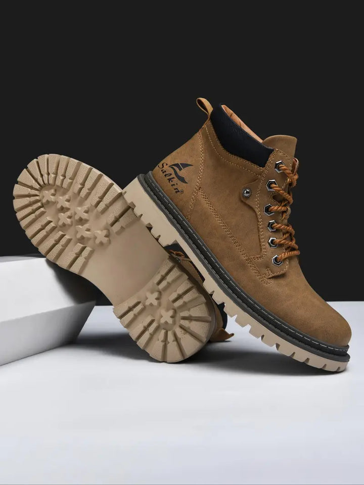 Men’s Lace Up Work Boots Casual Outdoor Ankle Shoes Comfortable Grip