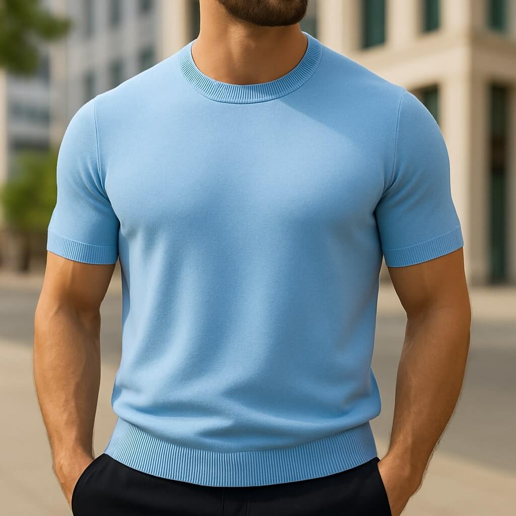 Auro Men Ribbed Cashmere T-shirt