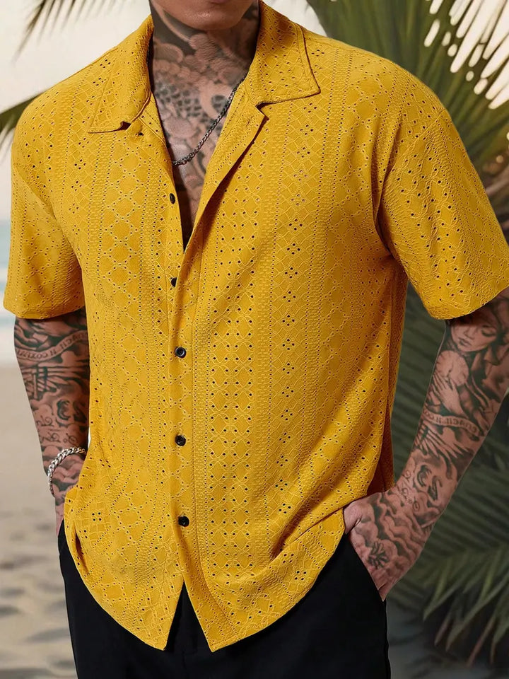Men’s Short Sleeve Casual Button Up Shirt Summer Everyday Top