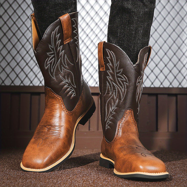 Premium Leather Roper Boots – Men’s Classic Western Cowboy Boots with Durable Sole