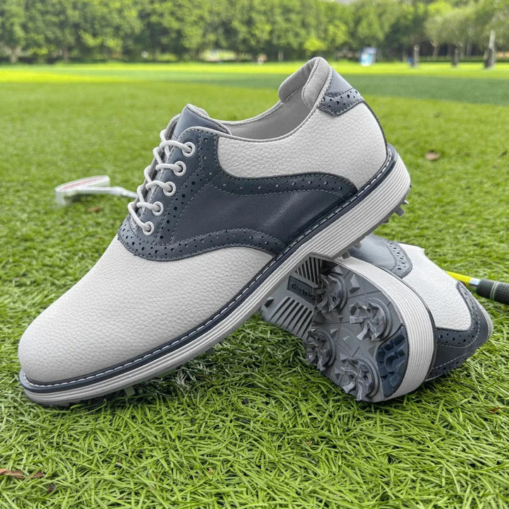 The Fairway Brogue Golf Sneakers – Men’s Leather Golf Shoes with Classic Wingtip Design