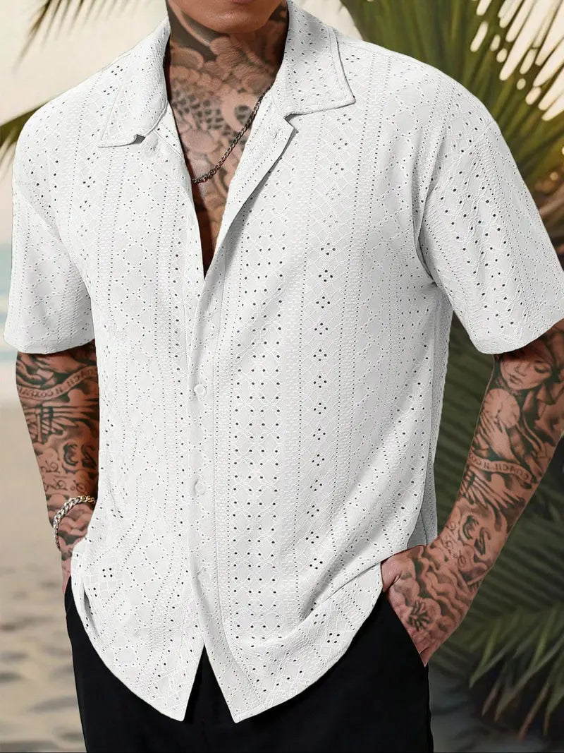 Men’s Short Sleeve Casual Button Up Shirt Summer Everyday Top