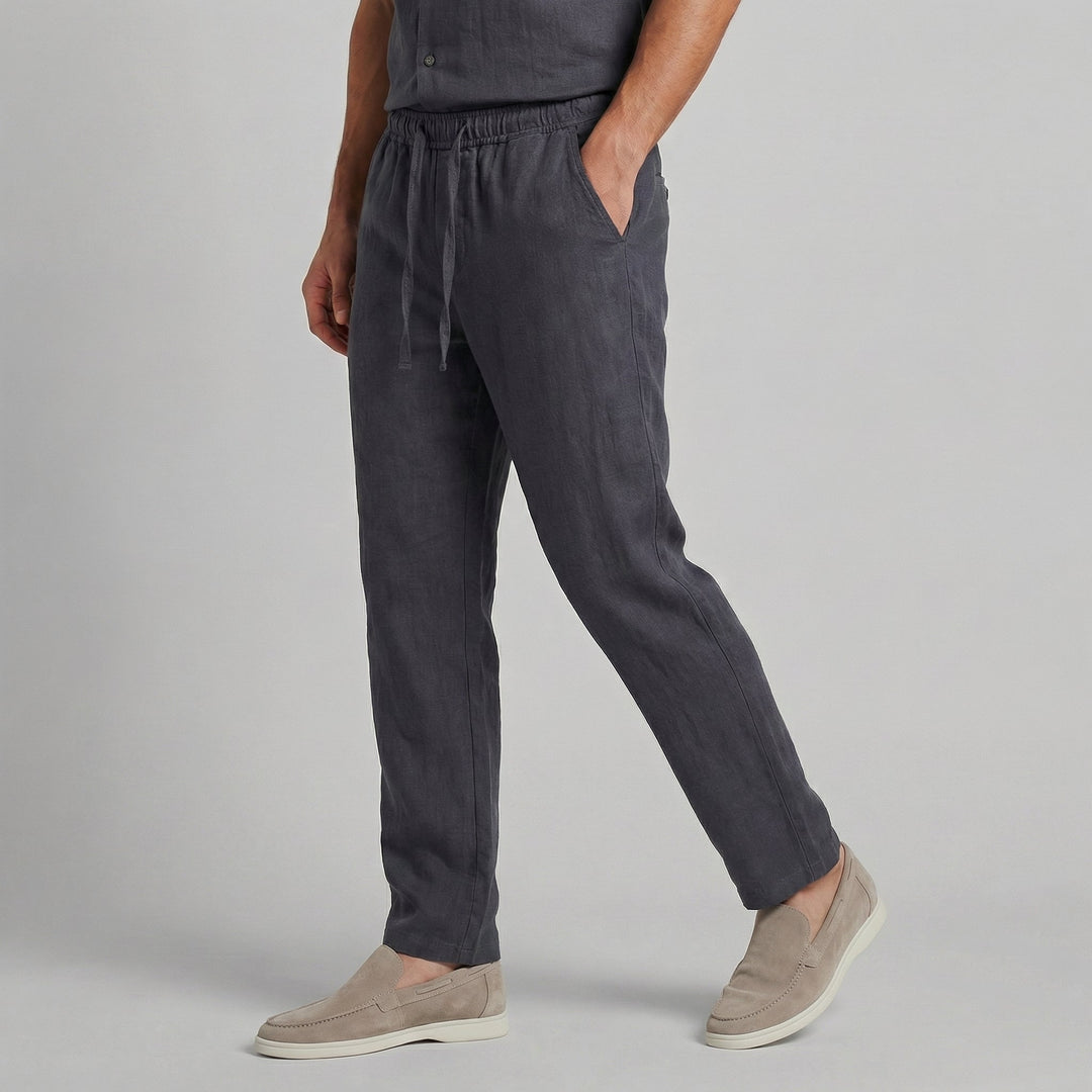 Men’s Drawstring Trousers Slim Fit Casual Straight Leg Pants
