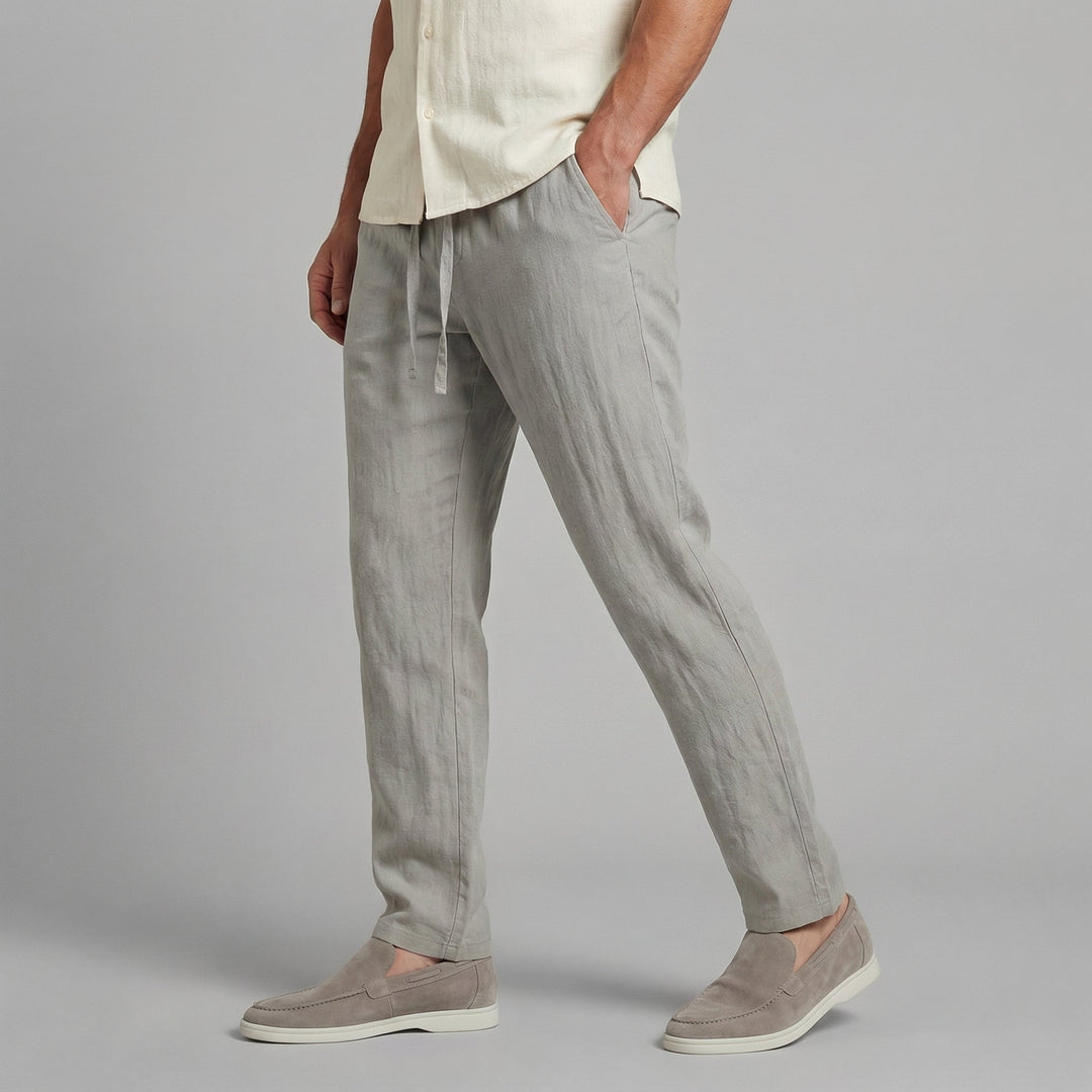 Men’s Drawstring Trousers Slim Fit Casual Straight Leg Pants