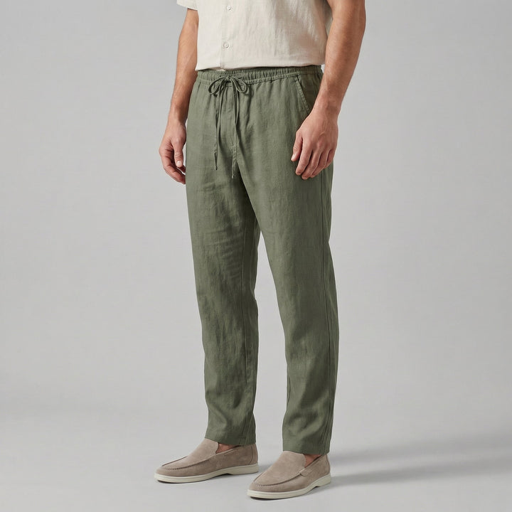 Men’s Drawstring Trousers Slim Fit Casual Straight Leg Pants