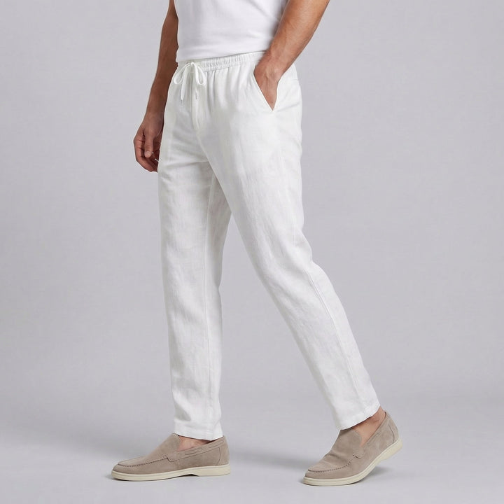 Men’s Drawstring Trousers Slim Fit Casual Straight Leg Pants