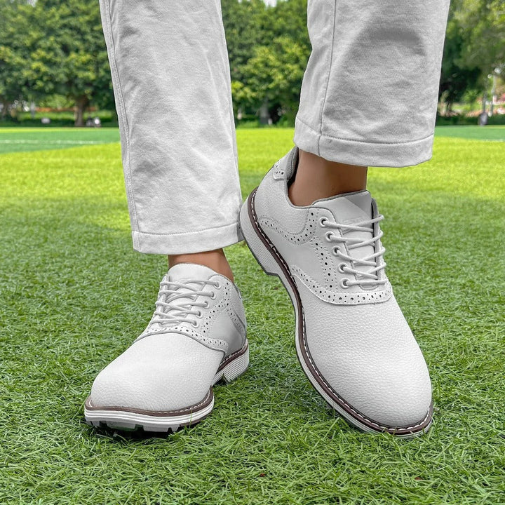 The Fairway Brogue Golf Sneakers – Men’s Leather Golf Shoes with Classic Wingtip Design