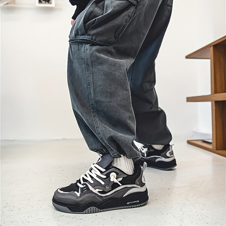 Geometric Sporty Sneakers for Men – Casual Trendy Lightweight Fashion Shoes
