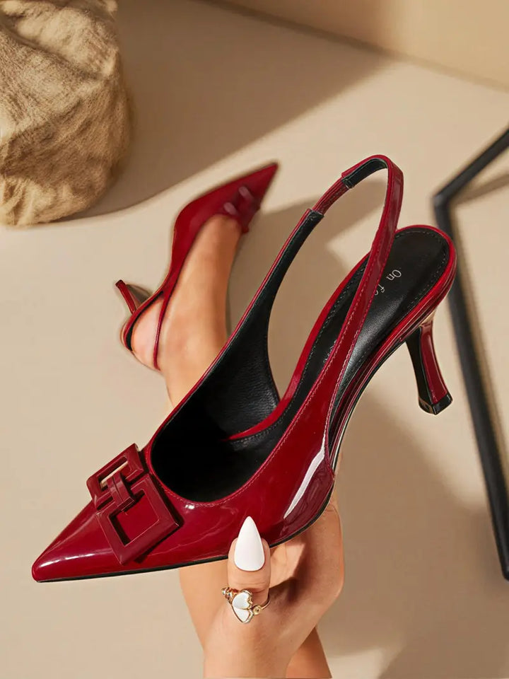 Women’s Slingback Heels Pointed Toe Dress Shoes Elegant Evening Footwear