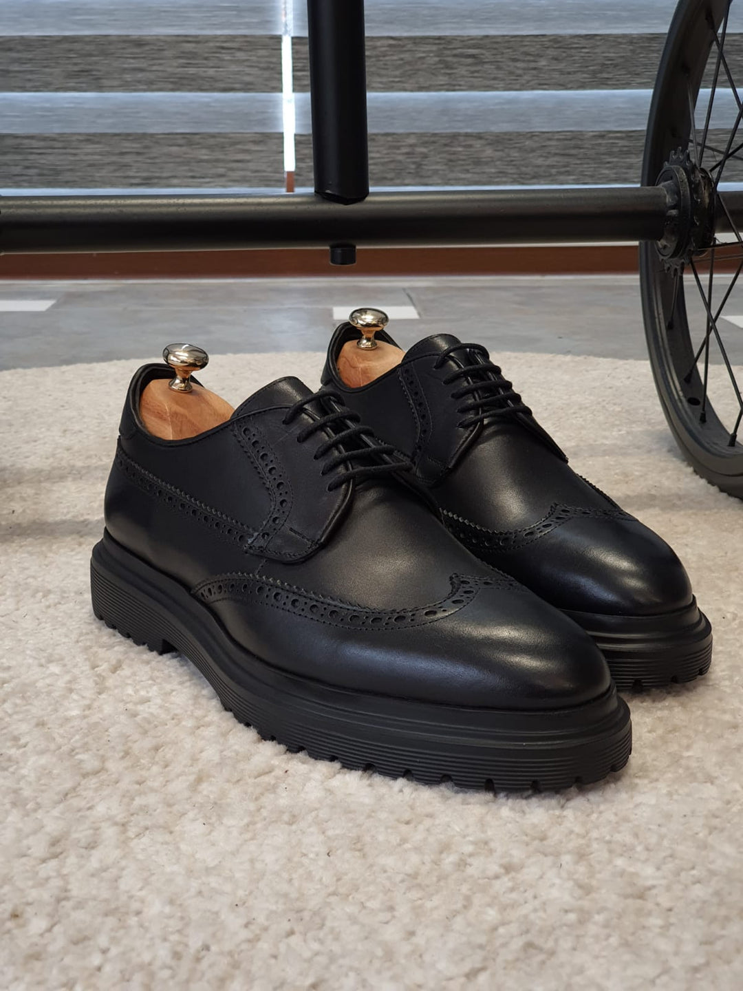 Logan Sardinelli | Men’s Calfskin Black Shoes – Lace-Up Dress Shoes with EVA Sole