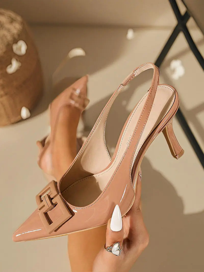 Women’s Slingback Heels Pointed Toe Dress Shoes Elegant Evening Footwear