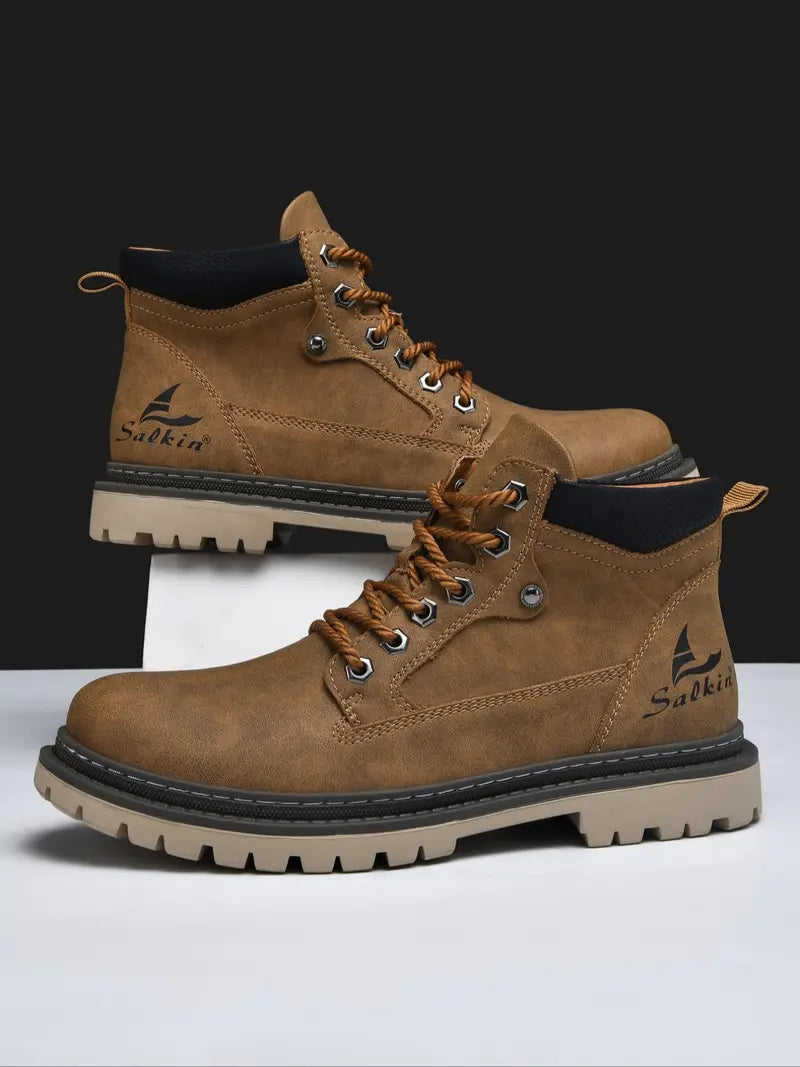 Men’s Lace Up Work Boots Casual Outdoor Ankle Shoes Comfortable Grip