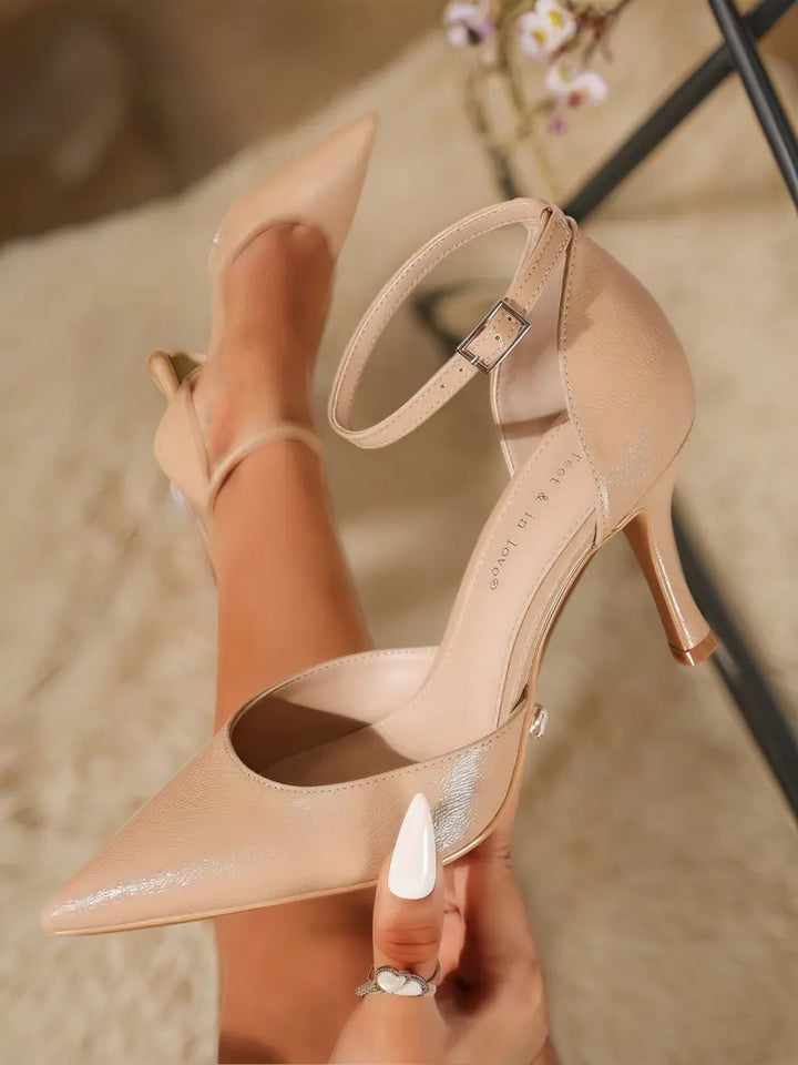 Women’s Ankle Strap Heels Pointed Toe Dress Shoes Elegant Evening Footwear