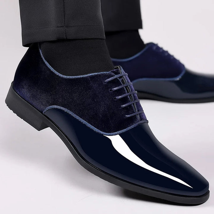 Men’s Patent Leather Dress Shoes – PU Gloss &amp; Velvet Formal Party Style