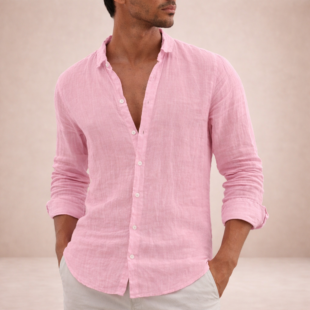 Men’s Linen Shirt | Regular Fit Breathable Long Sleeve Shirt