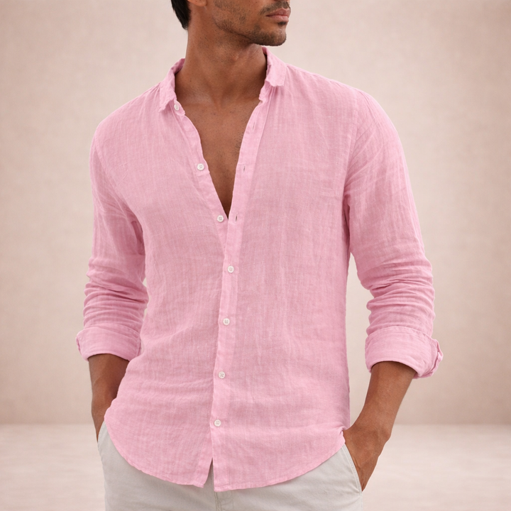 Men’s Linen Shirt | Regular Fit Breathable Long Sleeve Shirt
