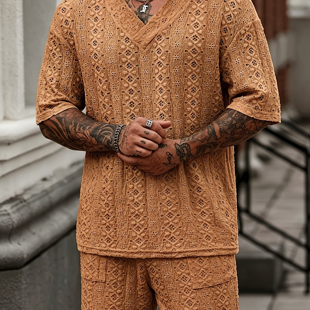 Men’s Resort Shirt and Shorts Set Relaxed Fit Two Piece Summer Outfit