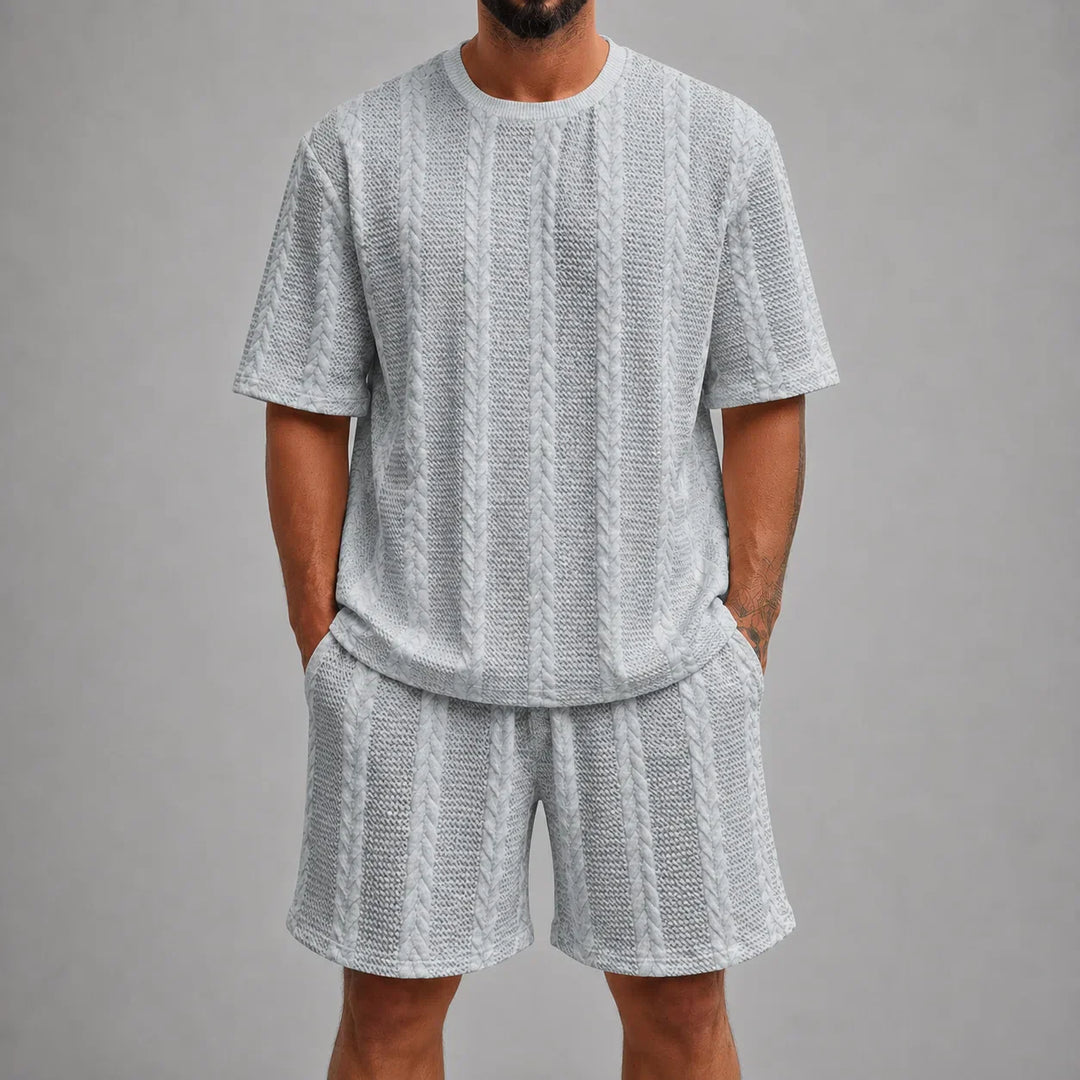 Men’s Casual Short Sleeve Shirt and Shorts Set Relaxed Fit Lounge Outfit