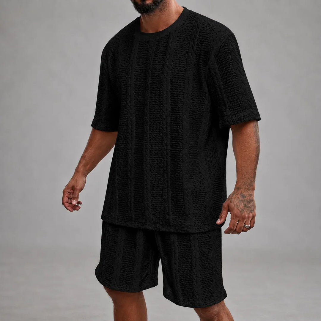 Men’s Casual Short Sleeve Shirt and Shorts Set Relaxed Fit Lounge Outfit