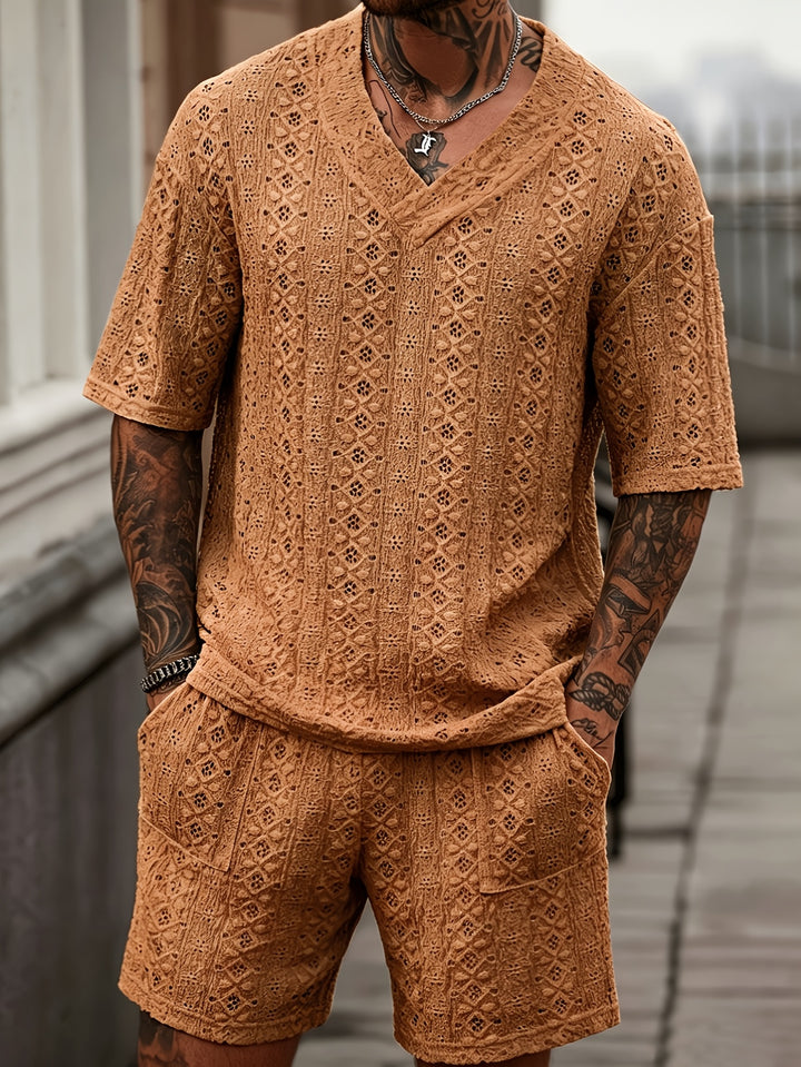 Men’s Resort Shirt and Shorts Set Relaxed Fit Two Piece Summer Outfit